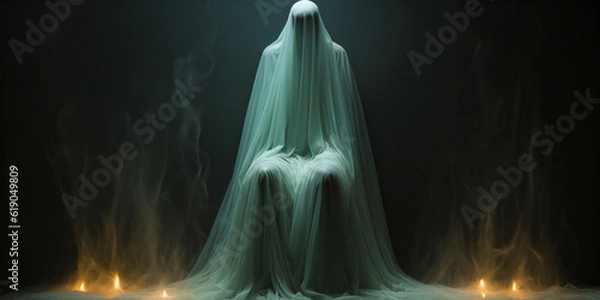 Fototapeta creepy figure sheets, generative ai