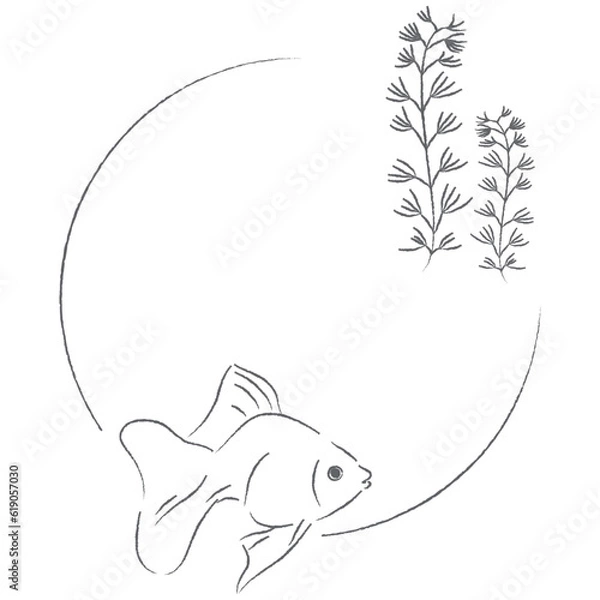 Obraz 金魚のイラストフレーム