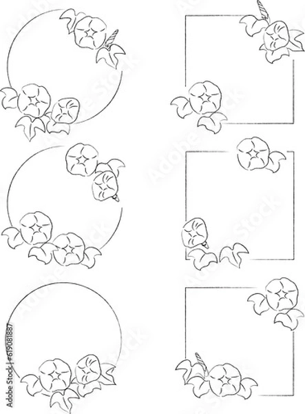 Obraz 朝顔のイラストフレームセット