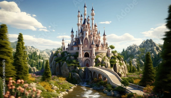 Obraz Enchanted Castle 3D, created with Generative Al technology.
