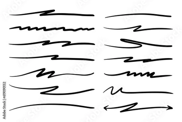Fototapeta Vector set of hand drawn underline.