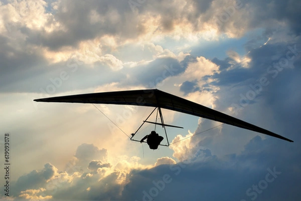 Obraz Real racing sport hang glider silhouette