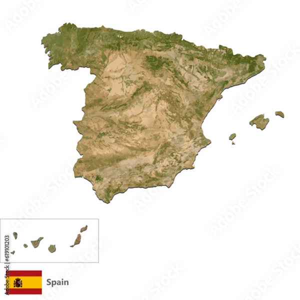 Obraz Spain Topography Country  Map Vector