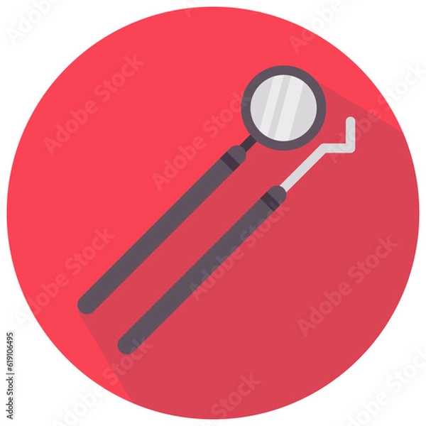 Obraz dental tools round flat vector icon
