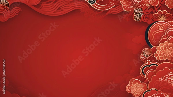 Obraz Background template with chinese pattern in red
