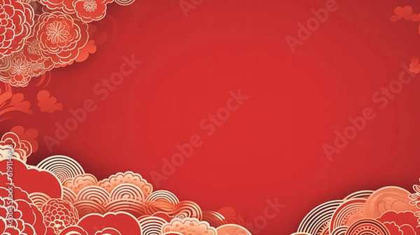 Fototapeta Background template with chinese pattern in red