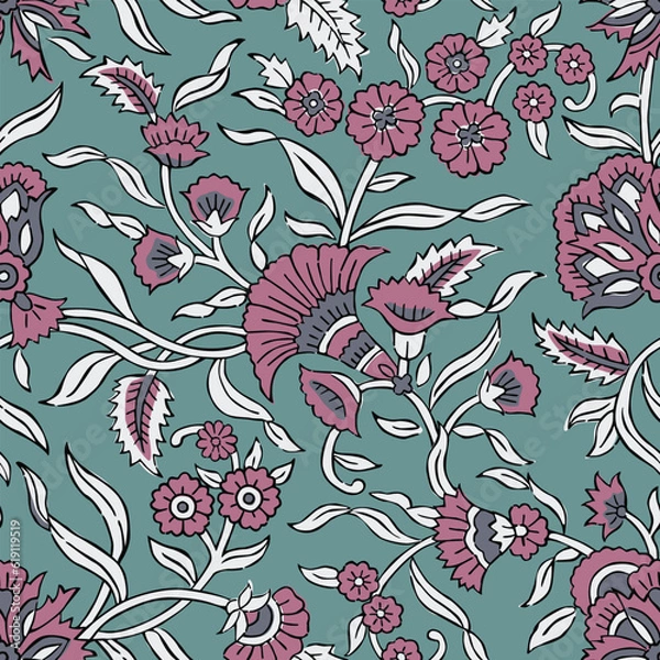 Fototapeta MIX FLORAL WITH LEAF ALL OVER PRINT SEMLESS PATTERN VECTOR ILLUSTRATION