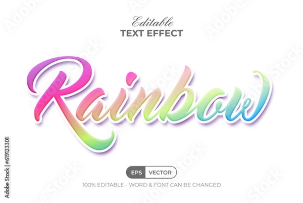 Fototapeta Rainbow text effect colorful gradient style. Editable text effect typography.