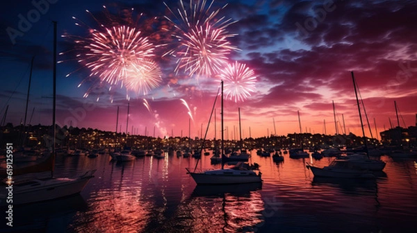 Obraz fireworks over the river