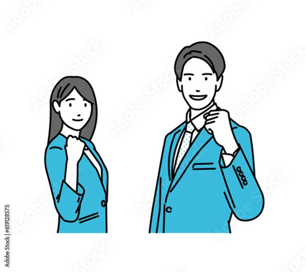 Fototapeta 男女上半身アイコンガッツポーズイラスト