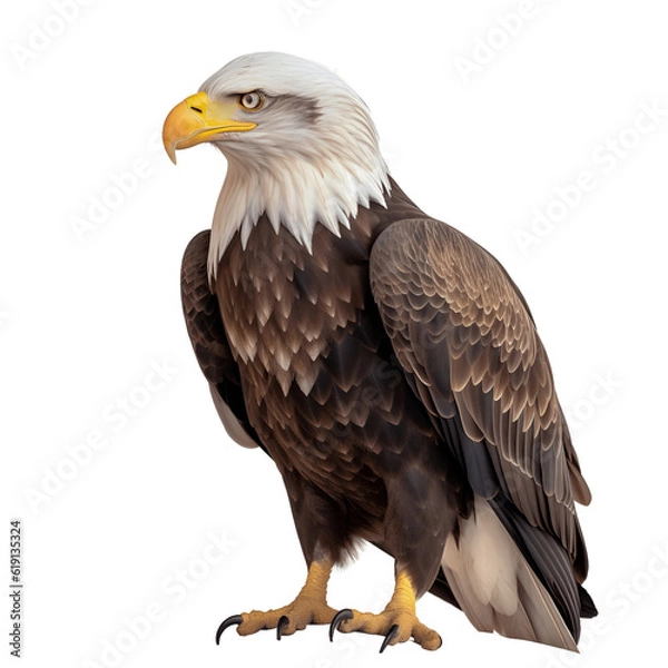 Fototapeta Bald eagle portrait isolated on transparent background, Generative AI