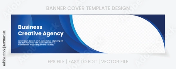 Fototapeta blue banner abstract background linkedin cover social media template vector design