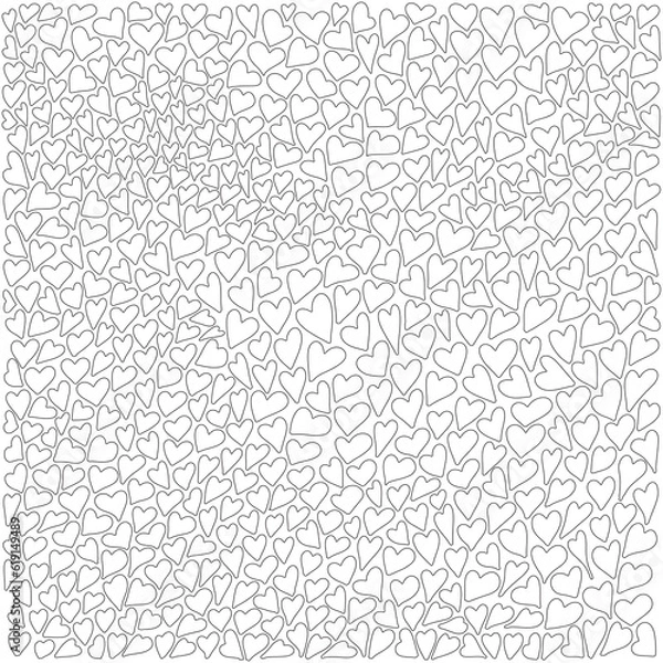 Fototapeta Pattern with black hearts. Valentine's Day. Gift wrap, print, cloth, cute background for a card.