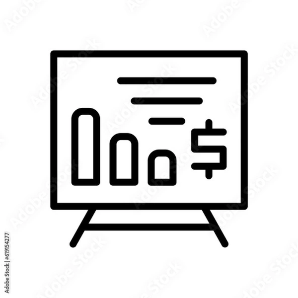 Fototapeta Business Presentation Business and Finance icon with black outline style. teamwork, group, conference, seminar, training, meeting, discussion, strategy. Vector illustration