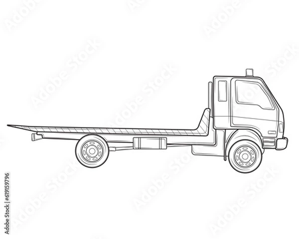 Fototapeta Tow truck in isolate on a white background. Vector illustration.