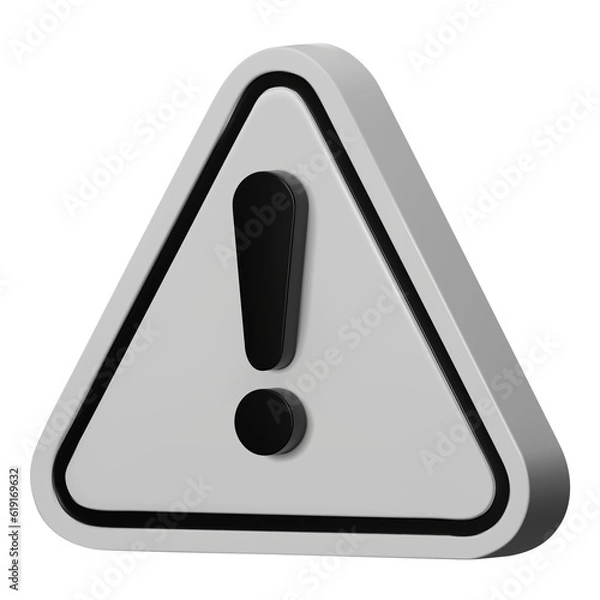 Fototapeta 3d Realistic white triangle warning sign. Hazard warning attention sign with exclamation mark symbol. Danger, Alert, Dangerous attention icon.