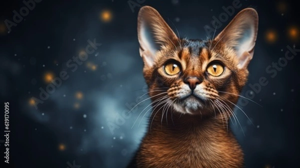 Fototapeta Abyssinian cat. Portrait of abyssinian cat photo. Photo Ai generated