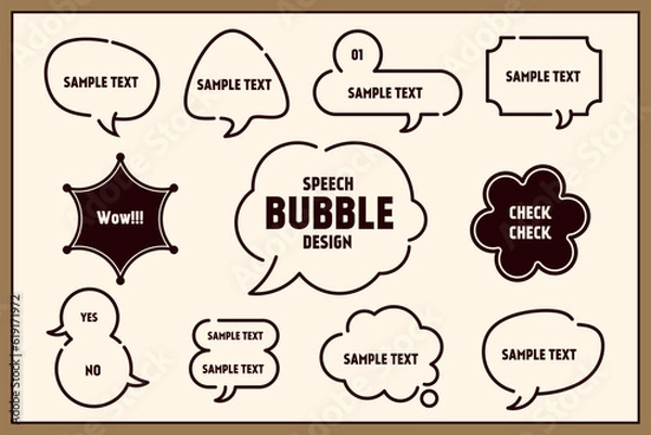 Fototapeta Set simple speech bubbles, Editable line width / speech bubbles, bubbles, frames, frames, illustrations, icons