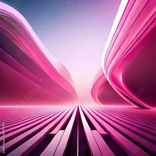 Fototapeta Pink abstract design with stripes, ai generated