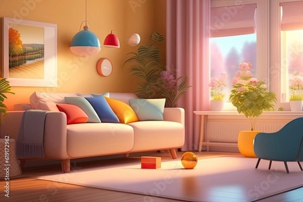 Fototapeta A person sit near the window, relax and reading the book, warm colors, happiness