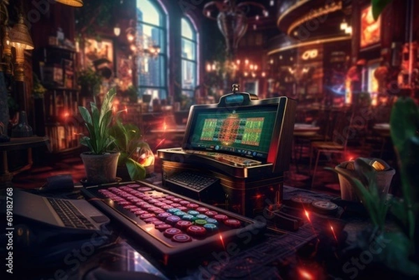 Fototapeta poker chip and chips. Generative AI.