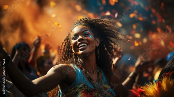 Fototapeta Notting Hill carnival performer created with generative AI technology