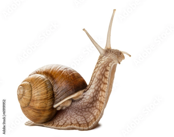 Obraz Garden snail isolated on white.