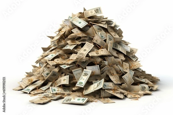 Fototapeta Pile with India money, isolated on white background,Generative AI	