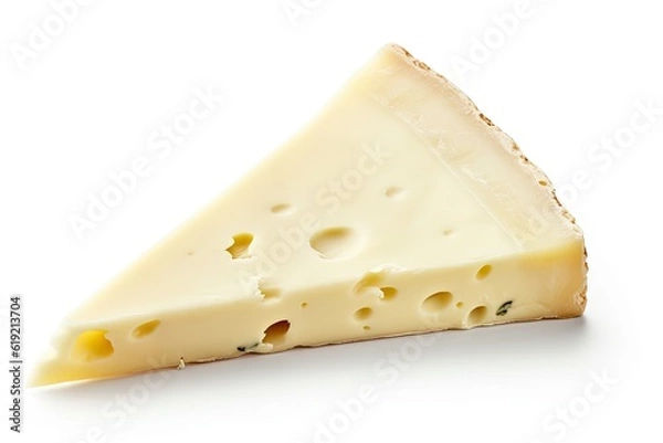 Fototapeta slice of cheese on a clean white plate