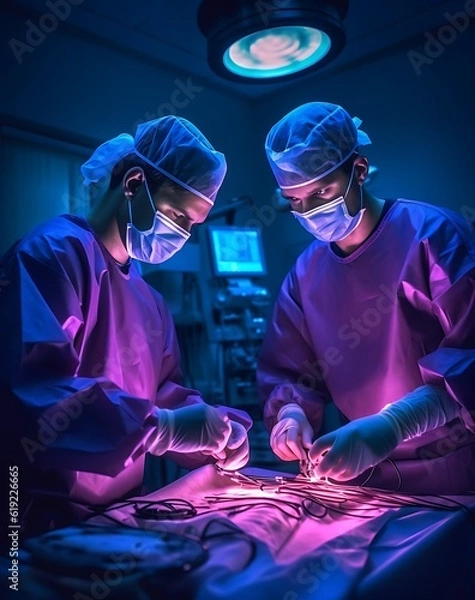 Fototapeta Team surgeon at work in operating room ai generated