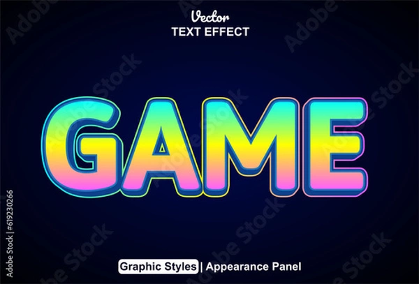 Fototapeta game text effect with blue color graphic style editable.