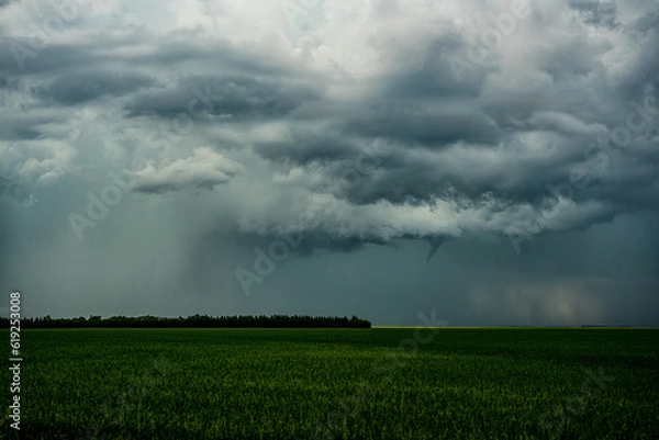 Fototapeta Summer thunder storm clouds over the prairies 