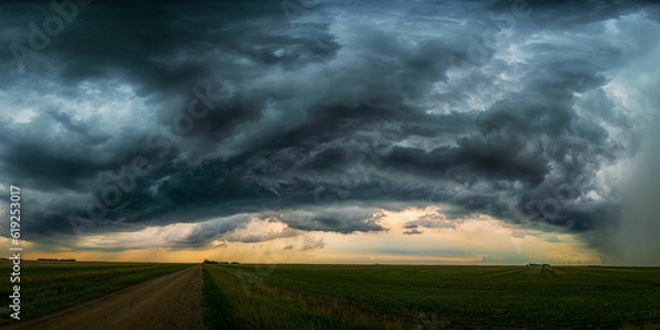 Fototapeta Summer thunder storm clouds over the prairies 