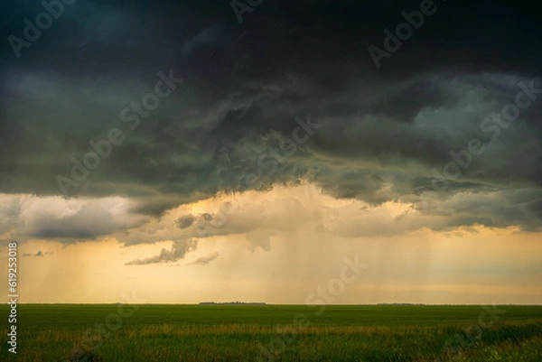 Fototapeta Summer thunder storm clouds over the prairies 