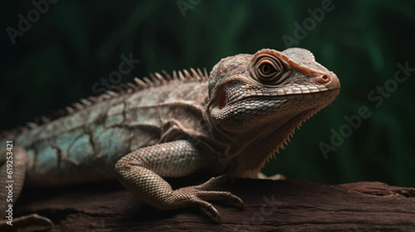 Fototapeta close up of iguana lizard reptile animal green generative ai