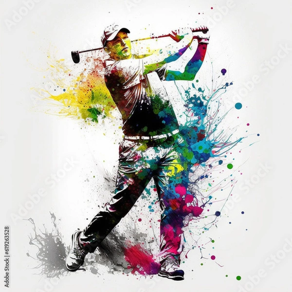 Fototapeta プロゴルファーのペイントアート, Pro golfer Paint Art, Generative AI	
