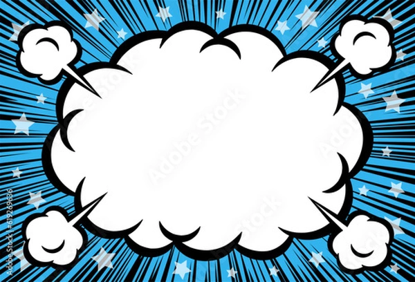 Fototapeta 雲形のフレームと集中線の背景素材　コピースペース