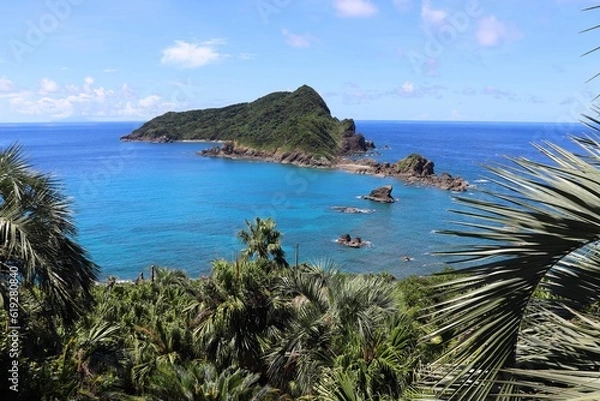 Fototapeta 鹿児島県　後藤鼻展望所から見る沖秋目島
