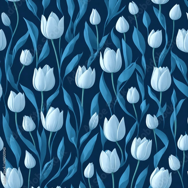 Obraz seamless pattern with blue tulips