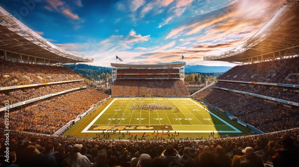 Fototapeta crowded football stadium. Generative Ai