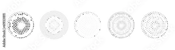 Fototapeta circles with square halftone  vector isolated set