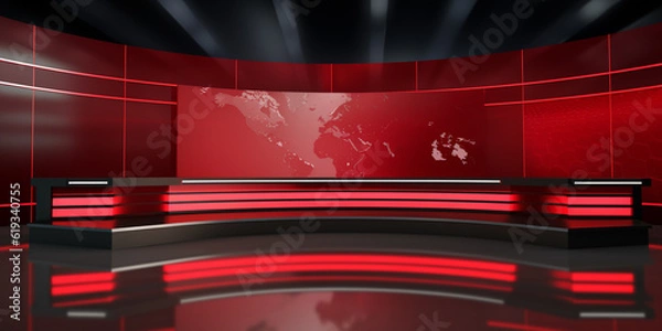 Obraz 3D World News Background, digital world breaking news Studio Background for news