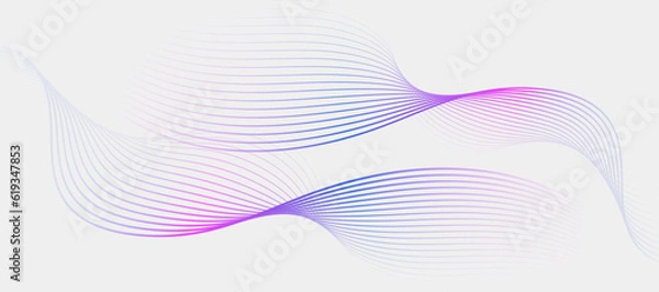 Fototapeta Abstract flowing lines wave. Digital future technology concept.