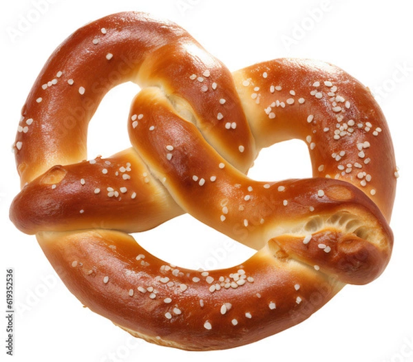 Fototapeta Fresh pretzel with bakery salt. Traditional pretzel. Isolated on transparent background. KI.