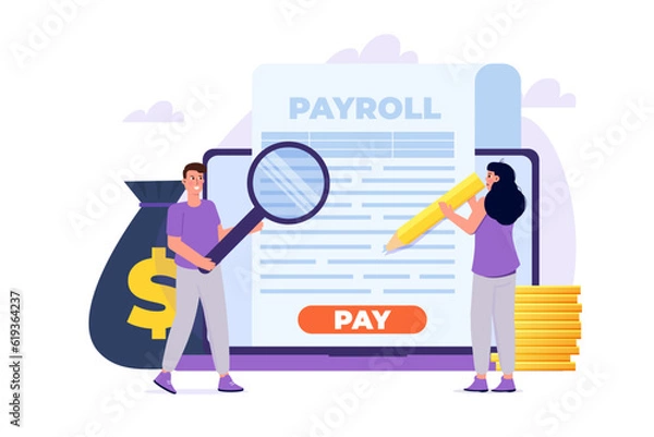 Fototapeta Invoice paper, payroll, salary payment concept. Vector illustration