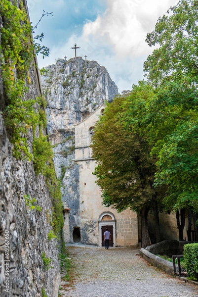 Obraz Exterior facade of the Sanctuary of the Madonna d'Appari, in the hamlet of Paganica in the city of L'Aquila, located just outside the town and declared a national monument in 1902, Abruzzo, Italy