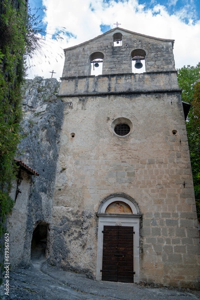 Obraz Exterior facade of the Sanctuary of the Madonna d'Appari, in the hamlet of Paganica in the city of L'Aquila, located just outside the town and declared a national monument in 1902, Abruzzo, Italy