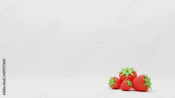 Fototapeta Strawberry on white background 3D render
