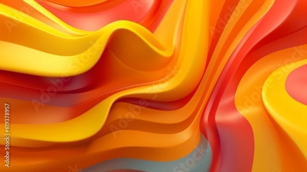 Fototapeta Arrière plan, fond graphique, orange, jaune et rouge avec des formes abstraites, illustration ia générative
