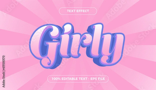 Obraz Feminine editable 3d text effect with a bright backround